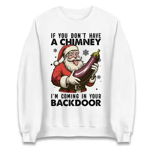 If You Dont have A Chimney Im coming In Your backdoor Funny Santa Christmas Jumper, Xmas Rude Sweater, Adults Offensive Xmas Hoodie
