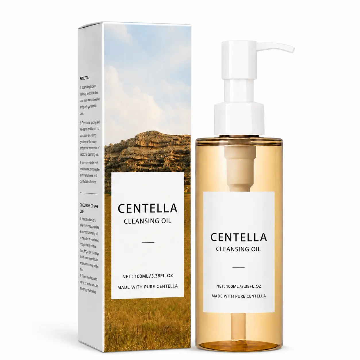 Centella Cleansing Oil, 3.38 fl oz Lightweight Quick-Emulsifying Face Cleanser with Centella Extract for Makeup, Sunscreen & Double Cleansing