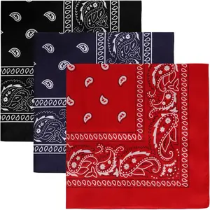 3 count Paisley Pattern Bandanas for Men and Women Cowboy Bandana Handkerchiefs Square  Wrap Scarf