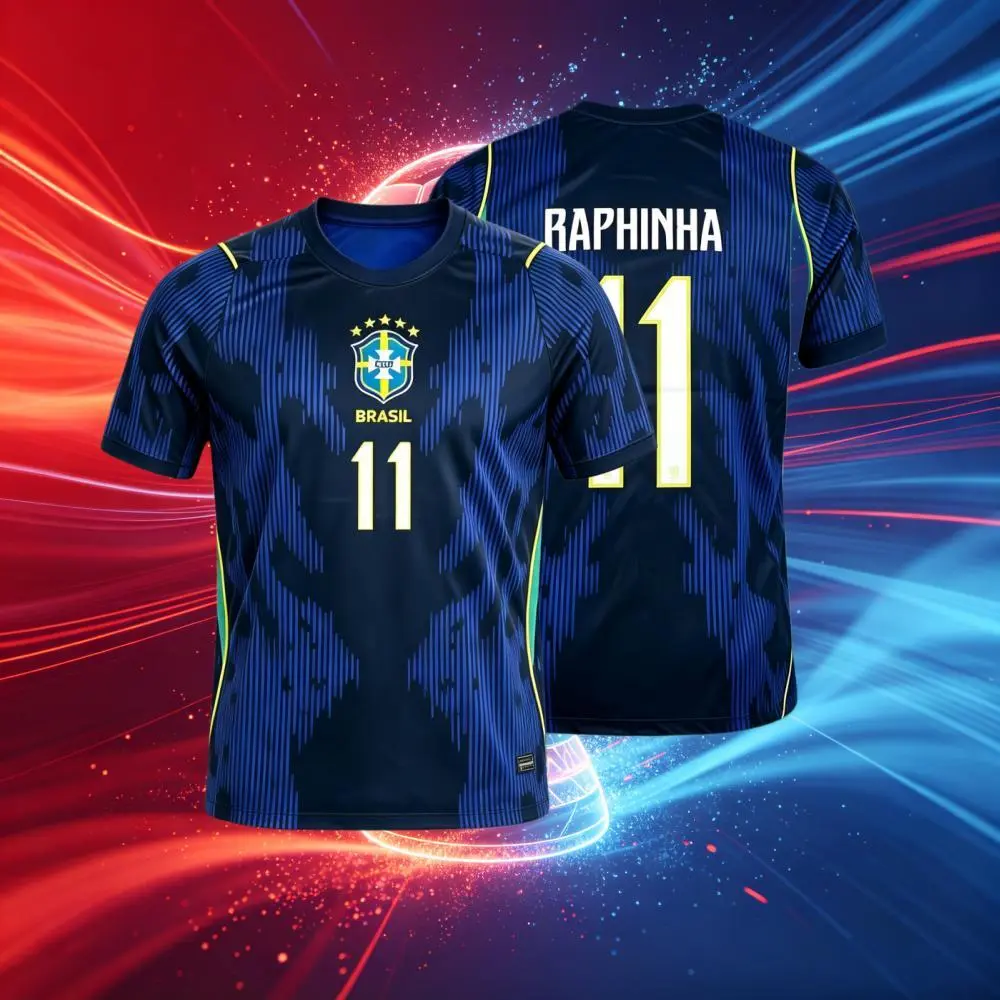 2026 Brazil Away 10#Neymar and 7#VINI 11#Raphinha Short And Long Sleeve Soccer Jersey Fans Versio Breathable