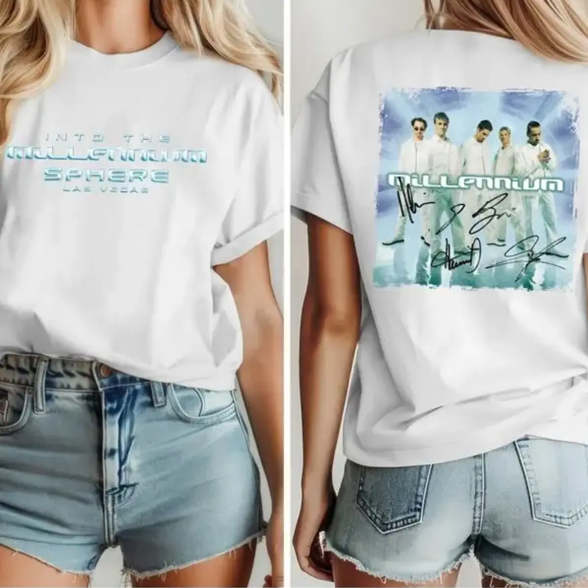Backstrreet Boys Into the Millennium Sphere Las Vegas T-Shirt, Two-Sided Signature Boy Band Concert Tee