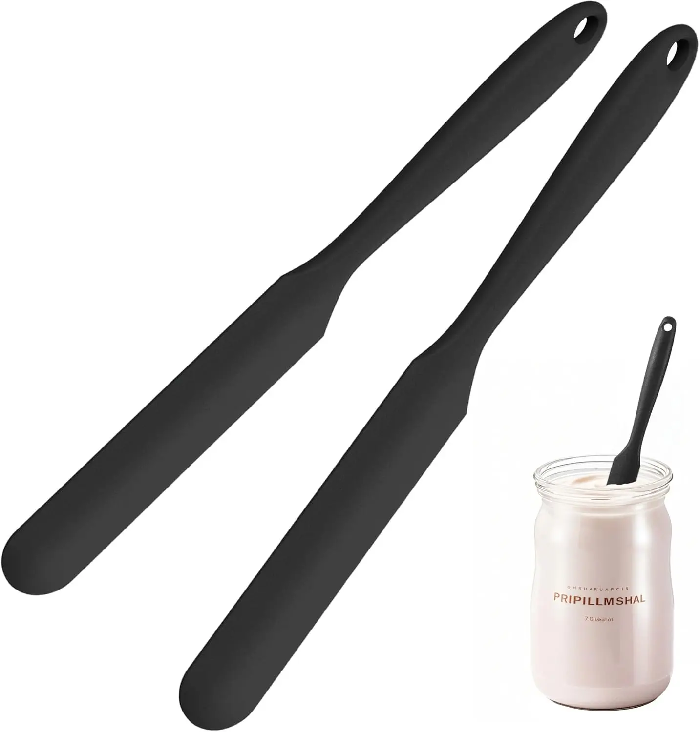 2 count  Jar Spatula,9 Inch Jam Spreader for Peanut Butter,Heat-Resistant -Grade Jar Blender,Kitchen Spatula for Scraping Icing Bread Cream, Jam (Black)