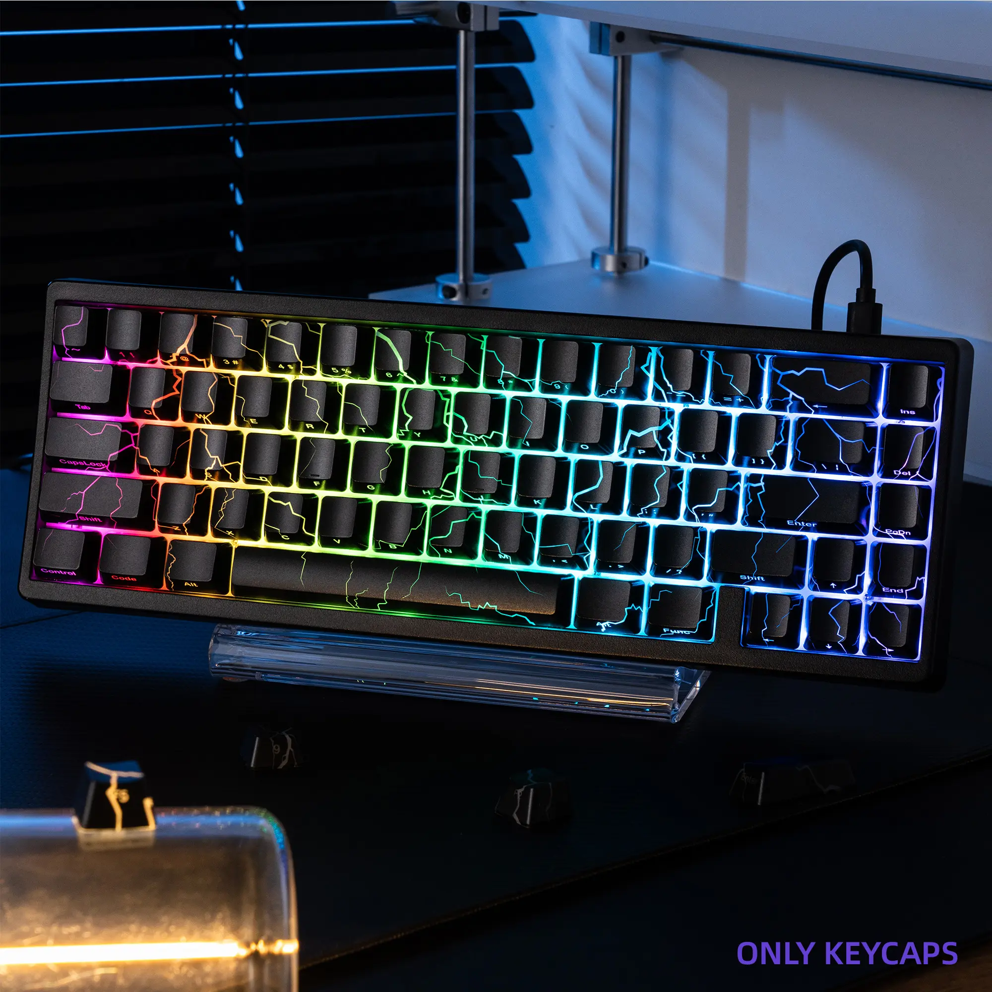 XVX Lightning/ Meteor Version Pattern OEM Profile IMD-Tech Keycap Set 118-keys for MX Switches ANSI US Layouts（Keycaps Only, Keyboard Not Included）