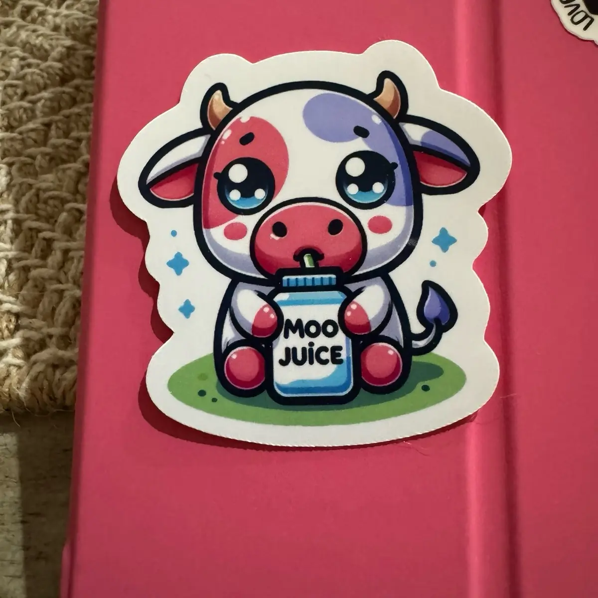 Cow drinking moo juicer Sticker