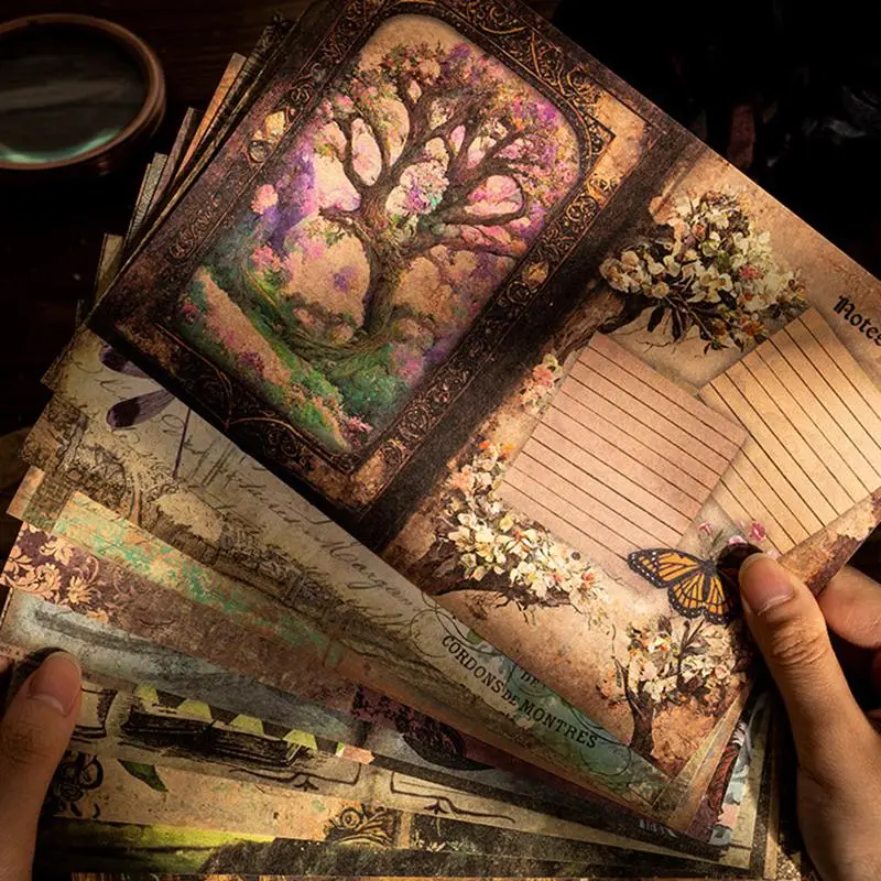 Vintage Envelope Paper, 40 Sheets/pack Dark Style Butterfly Floral Pattern Scrapbooking DIY Paper, Scrapbooking Supplies for DIY Craft, Romantic Decor