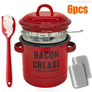 Bacon Grease Container with Strainer & Food-Grade Silicone Spatula, 46oz Large Enamel Rustic Farmhouse Fat Container, Keeper, Dishwasher Safe,Dishwasher Safe Filter Kitchen Utensils fine mesh strainerEverlanelnspired17FFLimitlessApparel3FFMotionMode