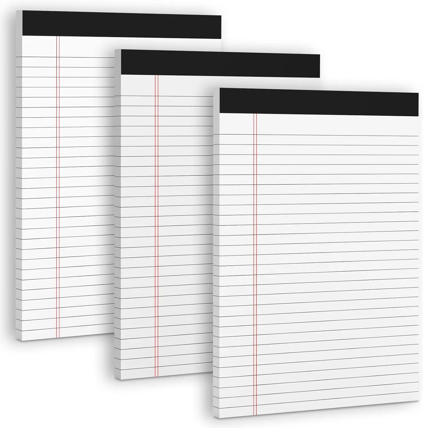 3 Pack White Legal Pads 8.5 x 11 Note Pads, Wide Ruled White Legal Notepads | Micro Perforated Lined Note Writing Pads 30 Sheets per Notepad Double-Side Printed Note Pad 8.5x11'' for Home, Office, School