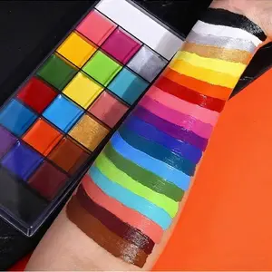 Facial Body Paint Oil Makeup Set, 20 Colors, Holiday Party Creative Painting Kit with Palette and Stencil Templates, 10 Artist Brushes, Party Ready, Complete Set