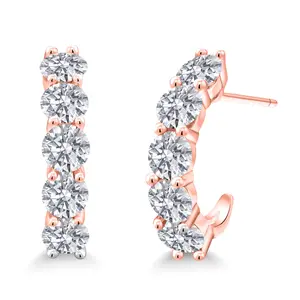 18K Rose Gold Plated Silver White Lab Grown Diamond Earrings For Women | 2.70 Cttw | Gemstone April Birthstone | Round 4MM