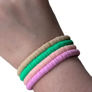 Set of 4 assorted clay bead bracelets in assorted colors preppy bracelets surfer bracelets heshi bracelets bracelet stacks beach girl