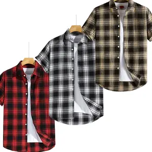 Men’s summer plaid casual shirt, comfortable fabric that’s stylish and versatile, regular fit with button front closure, suitable for everyday wear #SummerVibes