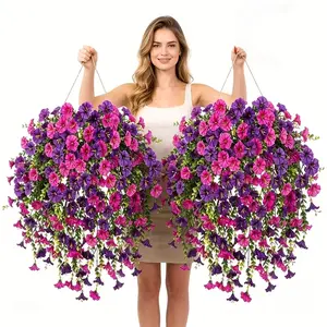 Artificial Hanging Morning Glory Plants (Set of 2–4) – UV-Resistant, Realistic Faux Vines; Ideal for DIY Garden, Walkway, Patio, Wedding, and Indoor/Outdoor Wall Decor; Maintenance-Free Artificial Floral Decoration