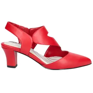Easy Street Womens Venue Asymmetrical Round Toe Block Pumps Dress Casual Mid Heel 2-3" - Red