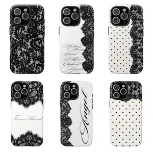 Black Lace Elegant Phone Case | Vintage Coquette Aesthetic,Compatible for iPhone 16 15 14 13 12 11 17Pro Max,for Samsung S25 S24 S23 S22 Ultra,Durable Dual-Layer design phone cover,Perfect Gift for Her