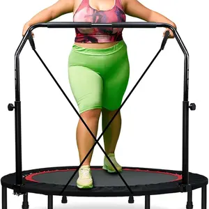 450 LBS Foldable Mini Trampoline for Adults & Kids 40" Rebounder Trampoline with Adjustable Foam Bar for Indoor Workout Fitness
