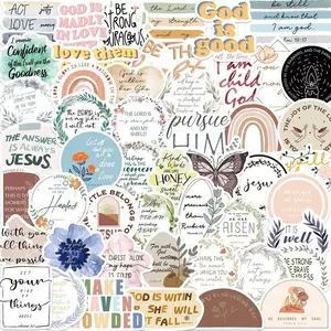 Bible Scripture Sticker, 50pcs/set Christian Reward Sticker, Waterproof Sticker for Water Bottle, Laptop, Bumper, Water Bottle, Computer Phone, Decor
