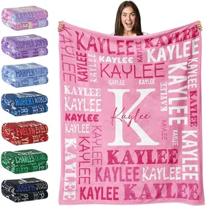 Custom Name Blanket, Personalized Blankets and Throws with Name for Teen Girls Boys, Customized Flannel Blankets Gifts for Girls Kids Adult Birthday Christmas, Ships Next Day