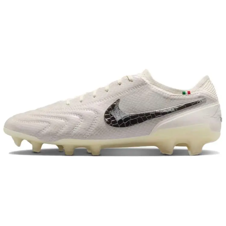Nike Tiempo Legend 10 Elite Luxe FG Montebelluna Leather White Snakeskin Versatile Comfort Soccer Cleats Unisex FZ1487-100