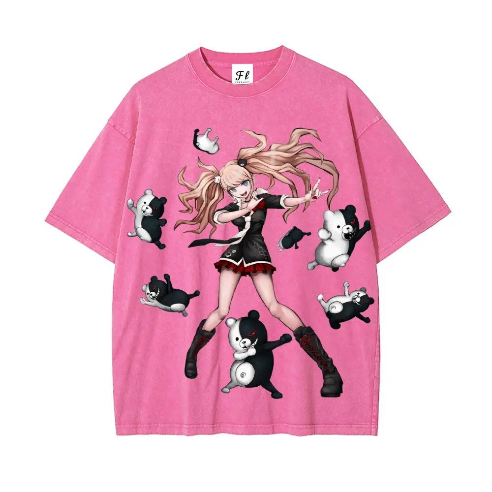 Danganronpa Junko Enoshima and Monokuma Oversize Unisex Washed T-Shirt