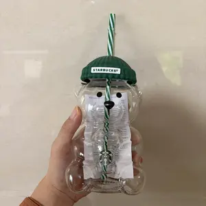 New Bear Straw Cup Cute Bear Glass Cup With Straw 2026 Coffee Mugs Glass Bears Cups Coffee Beers Milk Cup Drinks Glassware Bottles Drinkware Stylish Tumblers The Same Product As Starbucks Cartoon Pattern Drinking Animal Costume Set for Doll