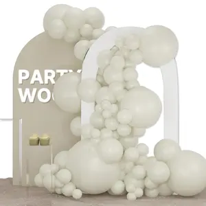 PartyWoo White Sand Balloons 127pcs Different Sizes of 36 18 12 10 5 Inch Off White Beige Cream Ivory Boho Neutral Balloon Arch Kit Garland for Wedding Baby Shower Birthday Party Decorations White-F12