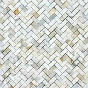 Calacatta Gold  Herringbone 1x2 Polished/Honed Marble Mosaic Tile