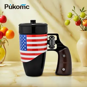 Pukomc Novelty Ceramic Coffee Mug, Cool Revolver Ceramic Mug 16 Ounces (Black) Drinkware Washable Reusable Beverage Reusable Cup Tumbler Reuse