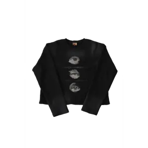 Life Stages Thermal - Medium Length Long Sleeve Crew Neck Casual Rock Winter Waffle Knit Menswear with Vintage Wash and Distressing