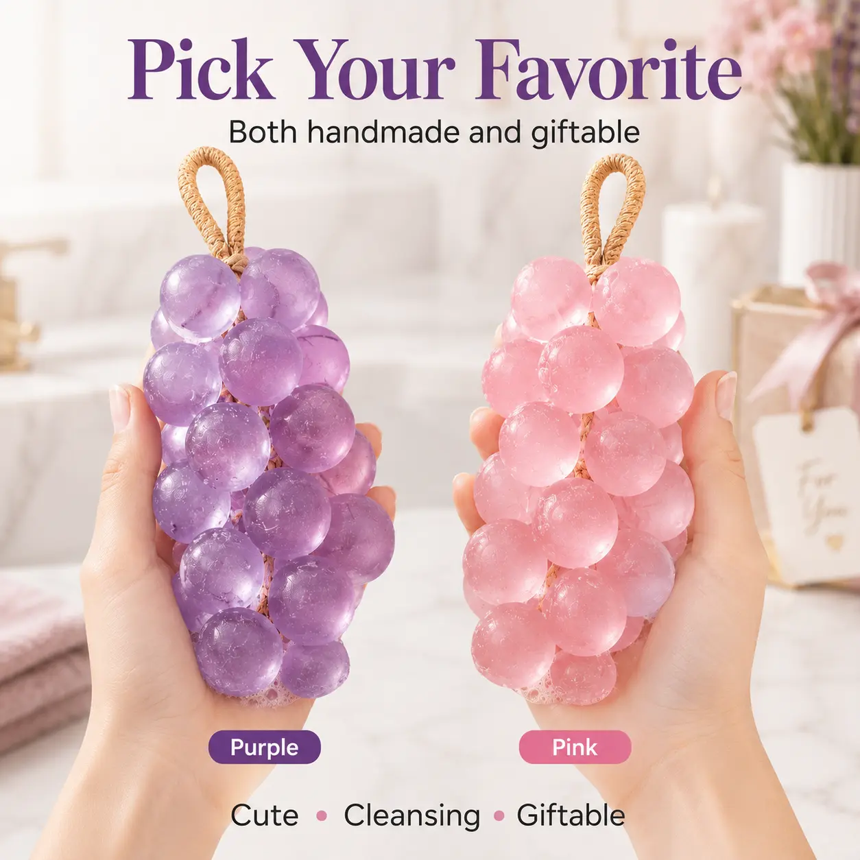Grape Soap On a Rope - Handmade DIY Decorative Grape Soap, Containing Plant Ingredients, Natural And Gentle, With An Interesting Shape #Summerfinds