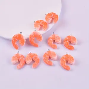 2pcs 3D realistic Shrimp resin jewelry for DIY jewelry making - perfect for matching earrings, necklaces and craft accessories Simulation Food Play Shrimp Resin jewelry Pendant earrings necklace DIY jewelry pendants