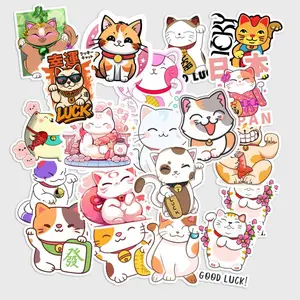 Sticker Pack 20 pcs Lucky Cat Kawaii Vinyl Stickers, Cute Fortune Waterproof Decals