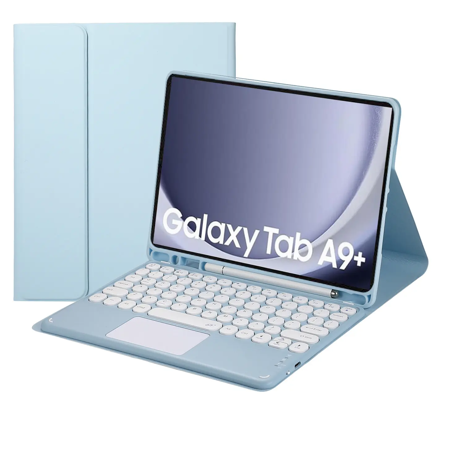 Touch Keyboard Case for Samsung Galaxy Tab A9+ Plus 11'' (SM-X210/X216/X218), with Pencil Holder - Magnetically Detachable Touch Bluetooth Keyboard