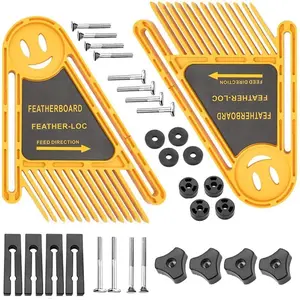 Adjustable Double Feather Loc Board, Woodworking Safety Guiding Table Saw Push Block, Router Table and Band Saws, Professional Hand Tool