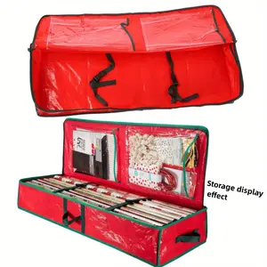 1pc Gift Packaging Storage Bag, Christmas Wrapping Paper Storage Bag, Practical Pocket with Party Accessories, Can Hold 24 Rolls Of Wrapping Paper, Large Capacity Storage Bag, Gift Wrap Storage, Travel Organizer Bag, Collapsible Storage Organizer