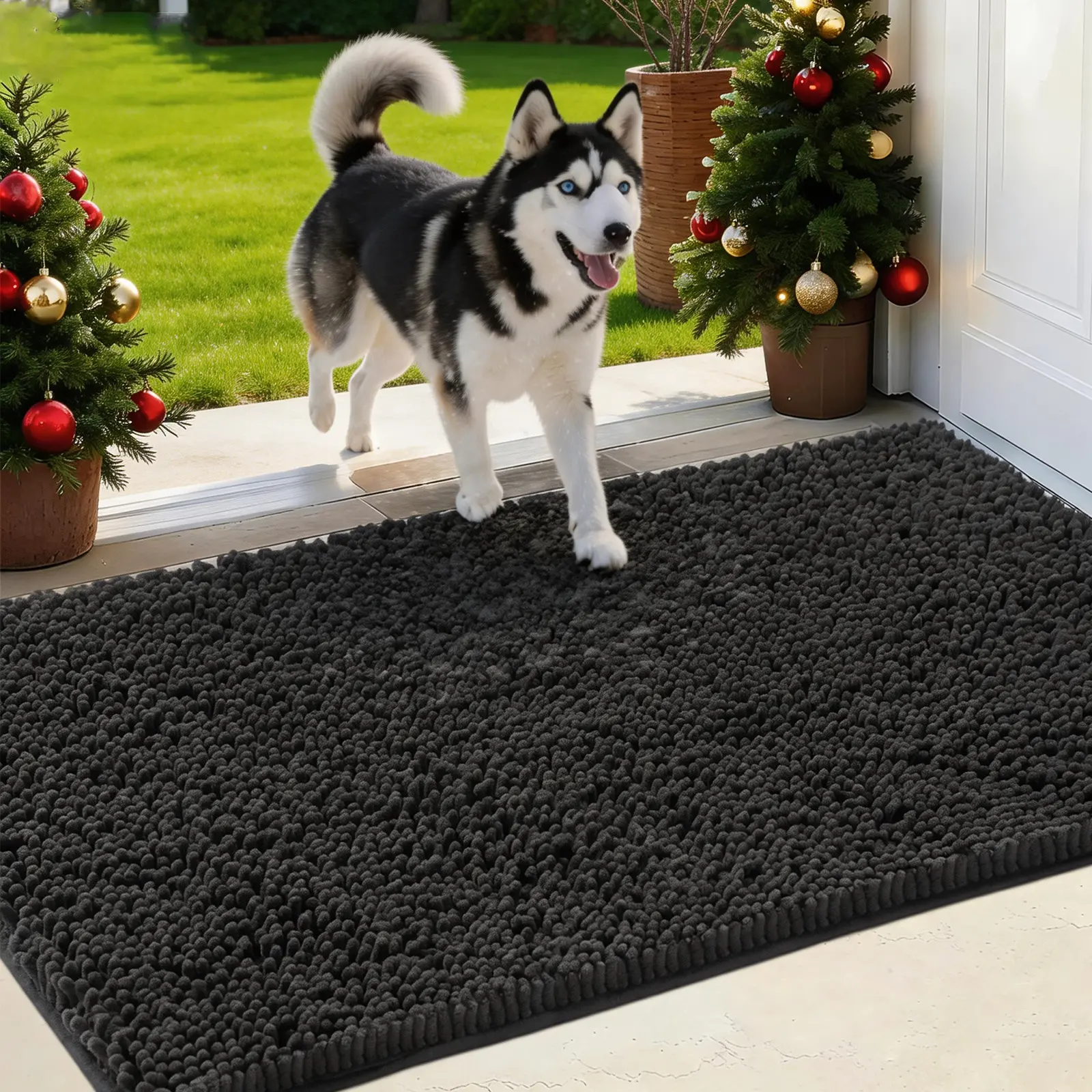 IM HOME Non-Slip Chenille Doormat - Soft Thick Rugs, Machine Washable Rug, Absorbent Entryway Floor Mat for Muddy Dog Paws, Outdoor Entrance Mat