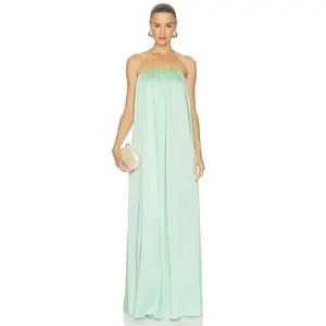 SEROYA Monique Satin Maxi Dress in Spearmint