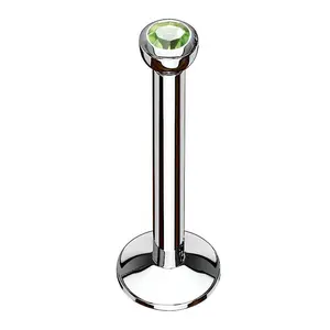 Green CZ Bezel Labret Stud (Convex Disk) Green CZ Bezel Labret Stud (Convex Disk)