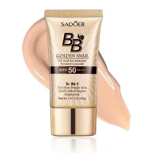 Snail BB Cream SPF 50 PA+++ 9-in-1 Full Concealer & Moisturizing Lotion, High Coverage Water & Sweatproof, Suitable for Oily and Dry Skin, Hydrating Facial Sunscreen for All Skin Types, Perfect for Creating Flawless Daily Makeup