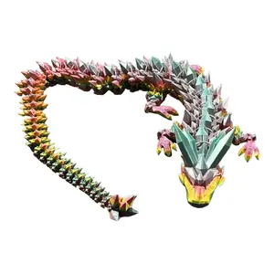 Crystal Dragon 3D Printed, 24” Long Dragon Figurine