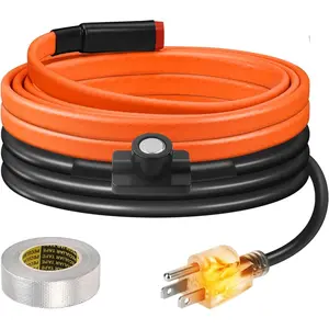 3FT Heat Tape for Water Pipes Freeze Protection IP65  8W/FT 110V, Water Pipe Heat  With Thermostat Self-Regulating Pipe Heater for House Garden/RV Camper