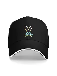 1pc Neon - Colored Bunny Skull And Crossbones, Printed Baseball Cap, Unisex, Suitable for All Seasons