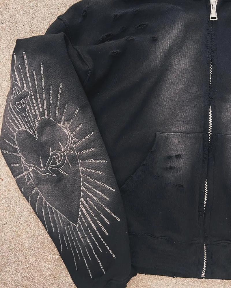 New style cross-border printed hooded sweatshirt, autumn and winter new arrival, versatile zipped cardigan jacket, sweatshirt