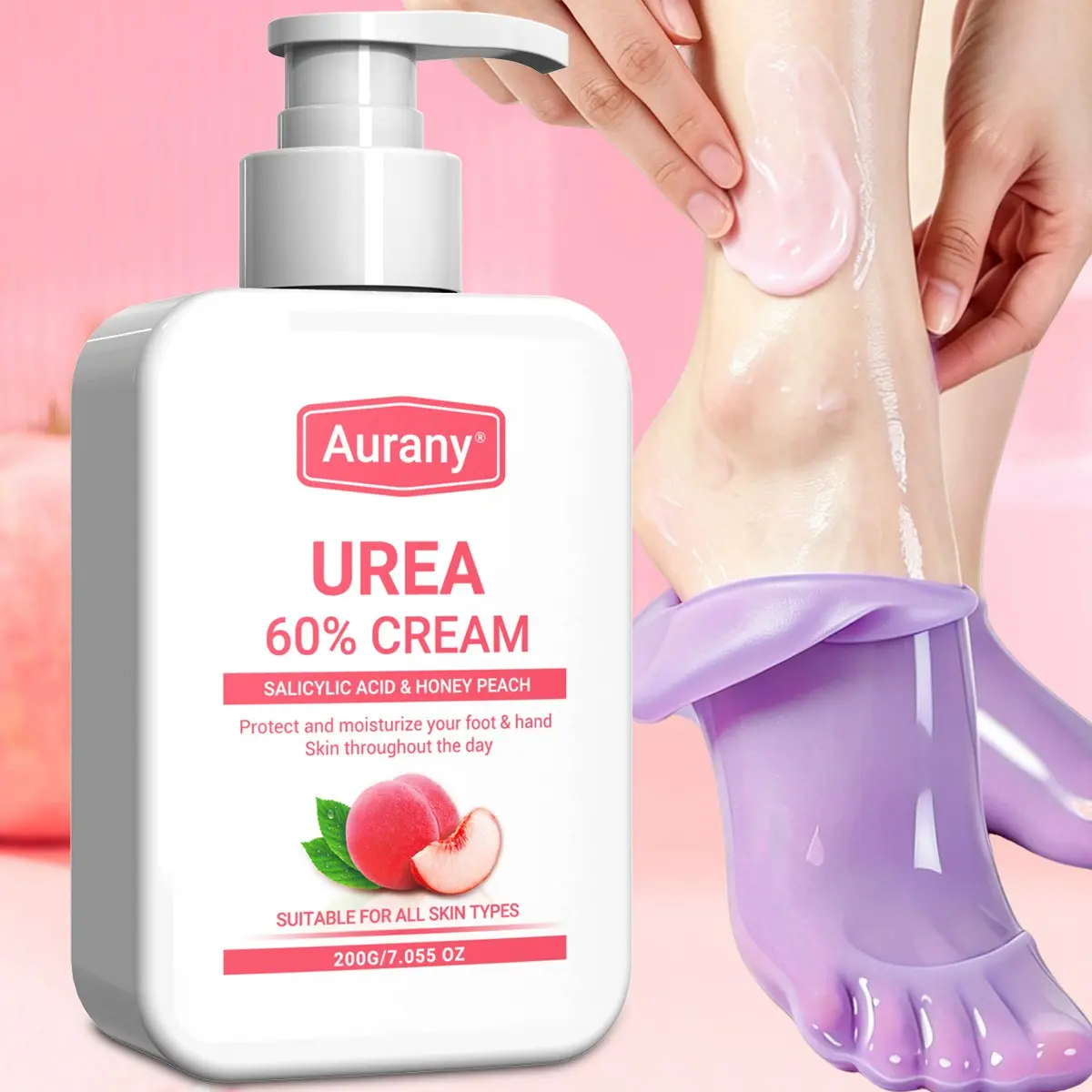 Crema Urea Para Pies, Foot Balm, Salicylic Acid Foot Cream, Rich In Salicylic Acid & Peach Extract, Lightweight & Non-Greasy, Deeply Hydrates & Moisturizes, Suitable For All Skin Types, Leaves Your Skin Radiant & Glowing