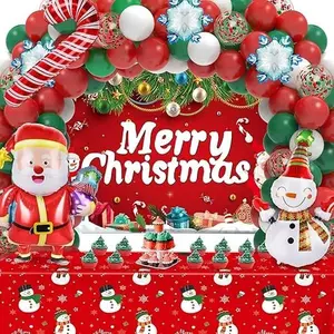 Christmas Party Decorations, Christmas Balloons Arch Kit with Merry Christmas Banner for Friends Christmas Decorations Kit Supplies