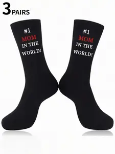 1/3pairs“#1 Mom in the world” Socks and Ankle Socks—Featuring unique and creative designs, these make adorable gifts for Mom on Mother's Day, her birthday, or Valentine's Day; fun socks suitable for everyone, young and old, men and women alike