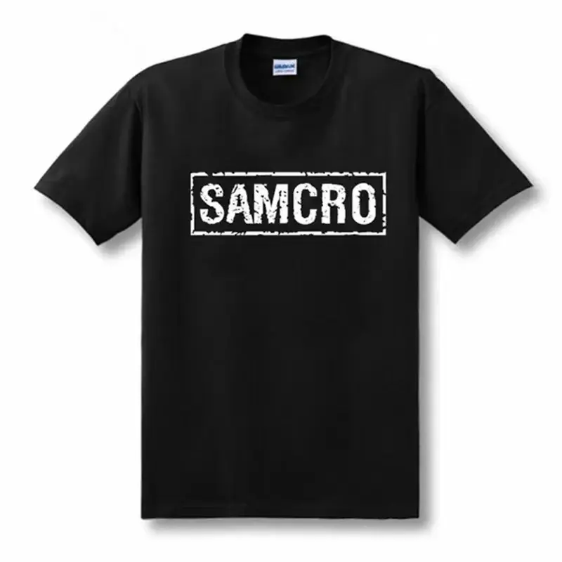 Men's Oversized Cotton T-Shirt - Menswear Tops, Short-Sleeve Medium-Length Casual Streetwear with SAMCRO Logo, Round Neck