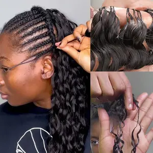 Kinky Curly Feather Crochet Human Hair Knotless Pre-Divided Human Crochet Hair Bundles Burmese Curly Knotless Crochet Human Hair With Loop For Braidin