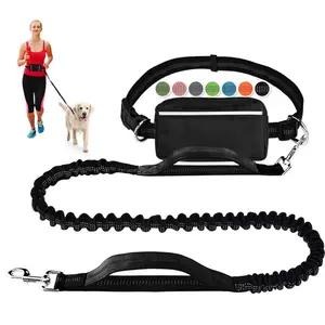 Hands Free Dog Leash with Zipper Pouch, Dual Padded Handles and Durable Bungee for Walking, Jogging and Running Your Dog