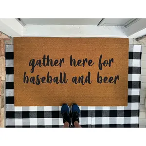 Doormat Gather Here For Baseball And Beer Sports Doormat Welcome Mat Funny Door Mat Funny Gift Home Doormat - Closing Gift - New Home 1402zz - Made in Florida