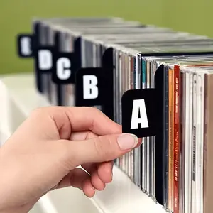 26 pieces of heavy-duty plastic A-Z letter CD/DVD/ vinyl record separator-solid A-Z label file manager, durable plastic shelf